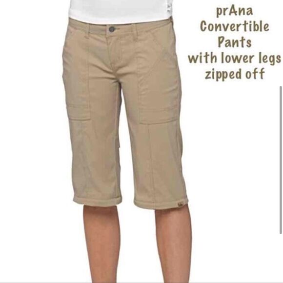 Prana Monarch Convertible Roll Up Leg Hiking Pants Tan 10 Short - Picture 2 of 15